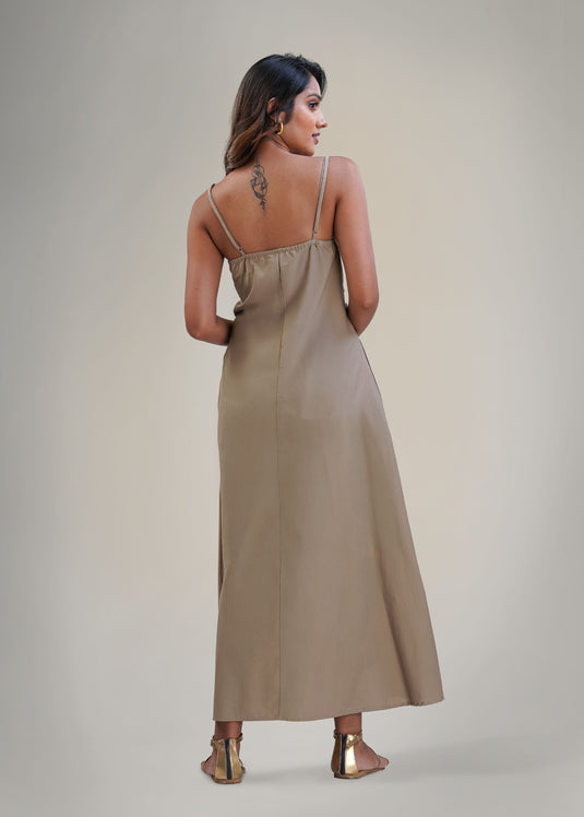 Maxi dress with beaded straps