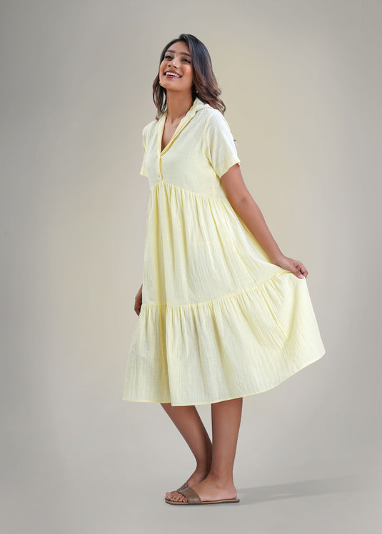 Tiered dress with short placket