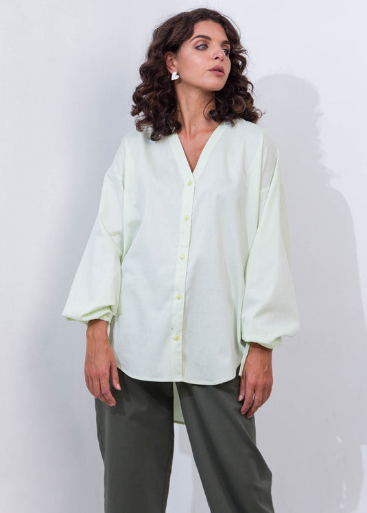 Drop Shoulder Button Down Blouse