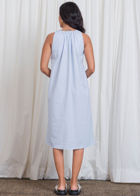 Back Elastic Detailed Sleeveless Trapeze Dress