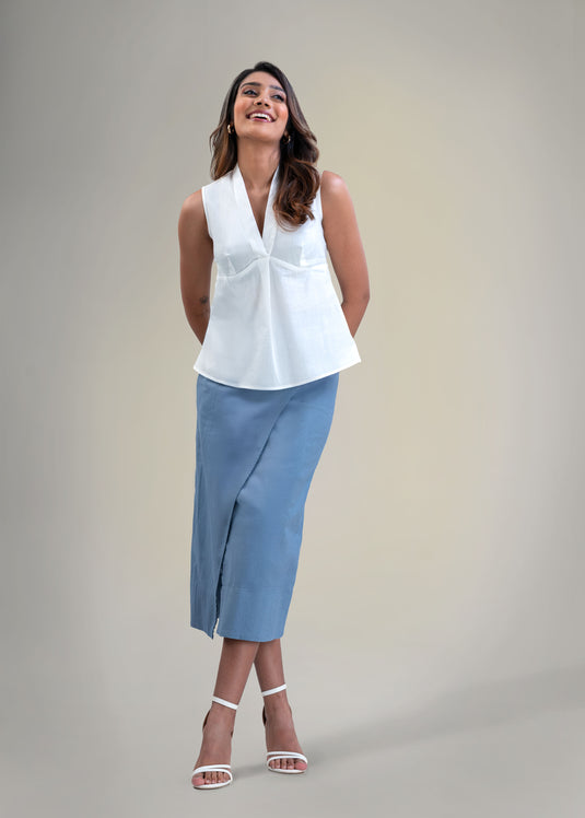 Sleeveless top with bustier panel