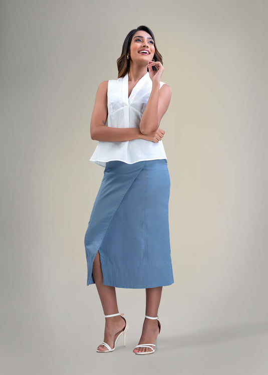 Sleeveless top with bustier panel