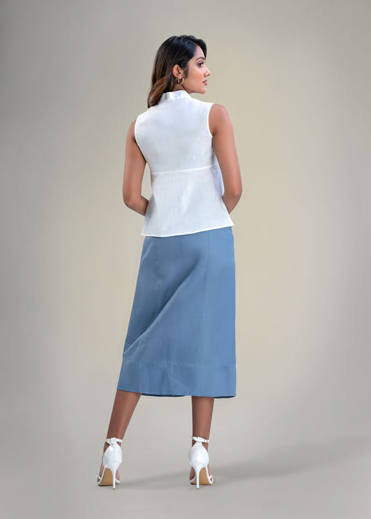 Sleeveless top with bustier panel