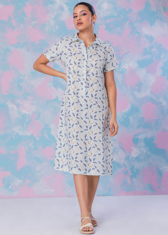 Printed Dress With Short Sleeves