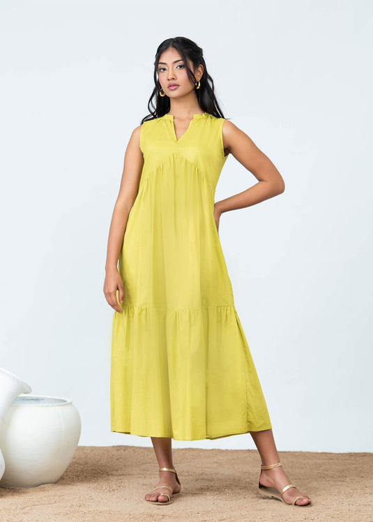 Sleeveless Tiered Detaile Midi Dress