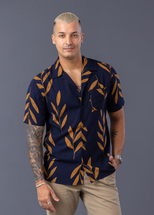 Casual Wear Printed Cuban Collar S/S Shirt
