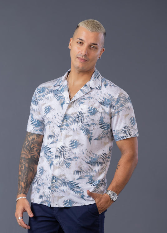 Casual Wear Printed Cuban Collar S/S Shirt
