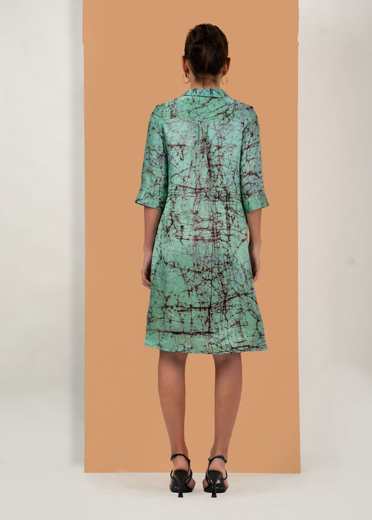 Batik side slit collar dress