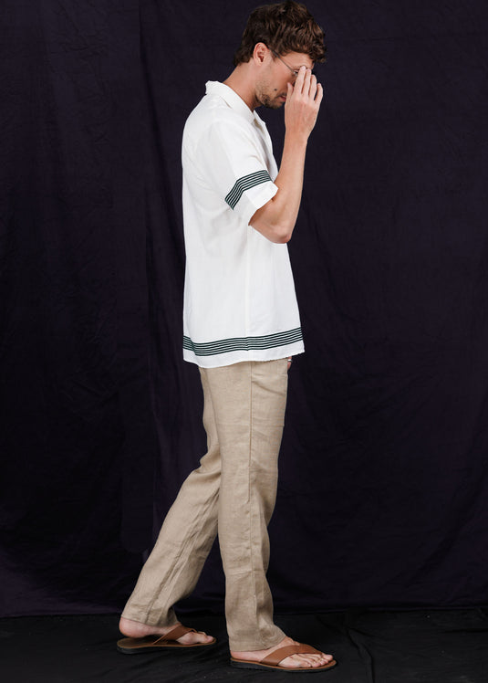 Linen Embroidered S/S Shirt.