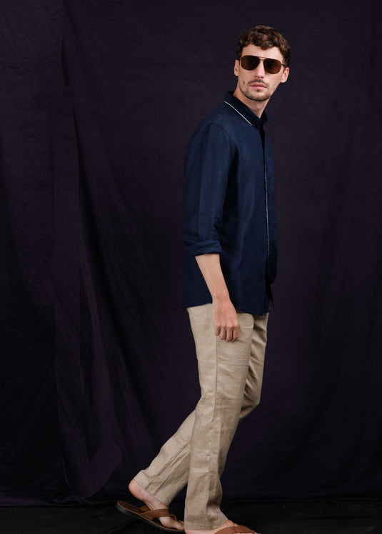 Detailed Linen L/S Shirt.