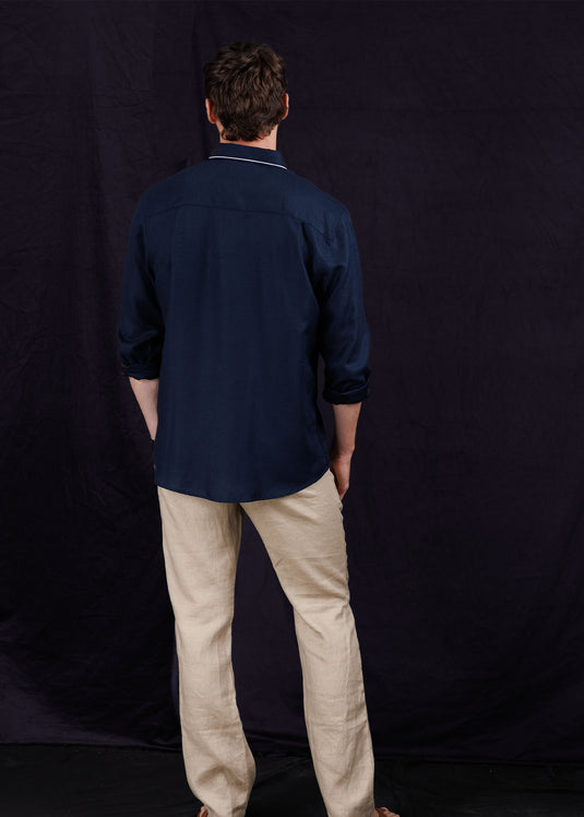 Detailed Linen L/S Shirt.