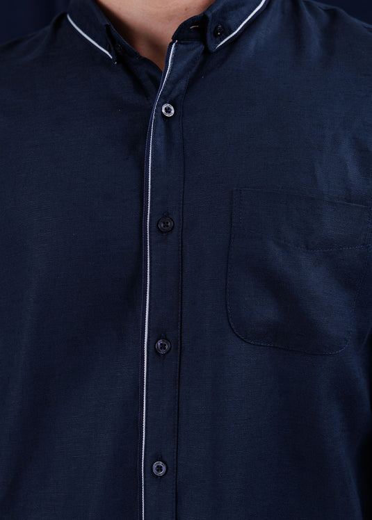 Detailed Linen L/S Shirt.