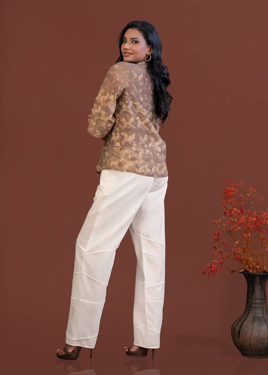 Batik top with hidden buttonhole placket