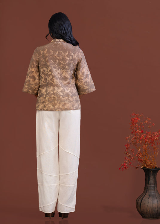 Batik top with hidden buttonhole placket