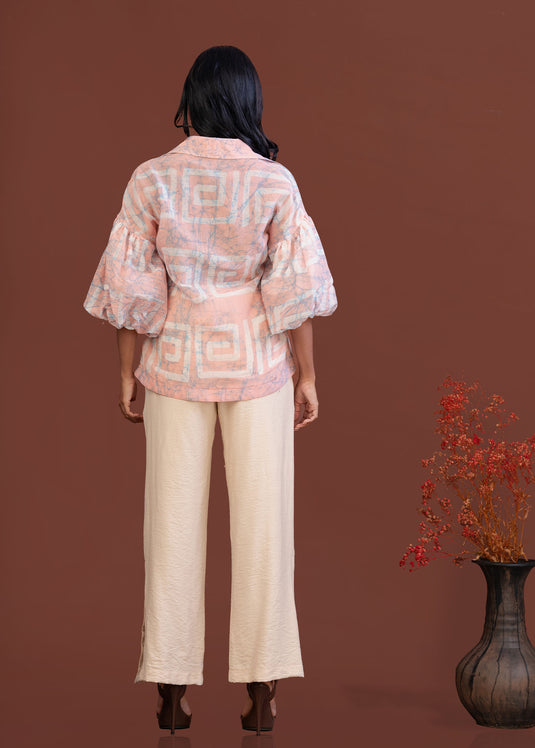 Batik balloon sleeve top