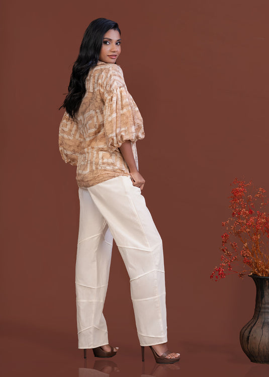 Batik balloon sleeve top