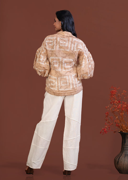 Batik balloon sleeve top