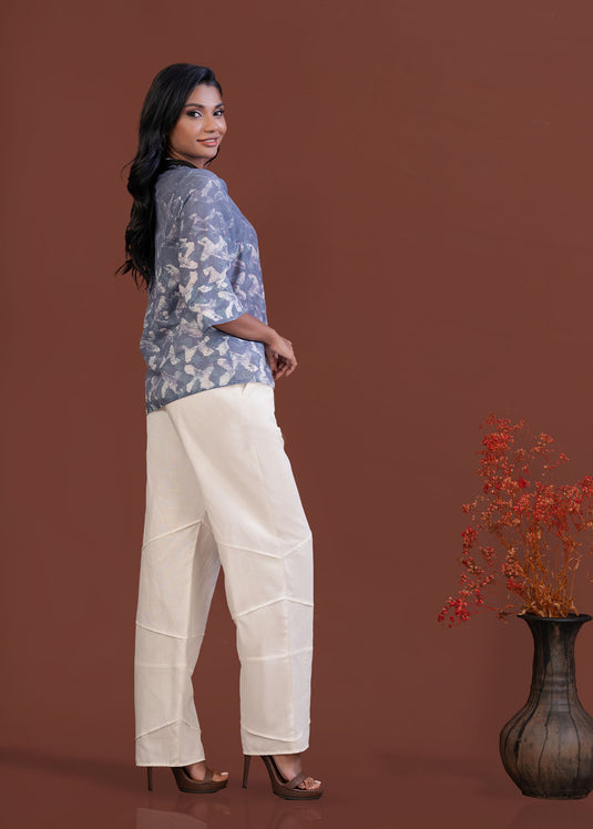 Batik top with hidden buttonhole placket