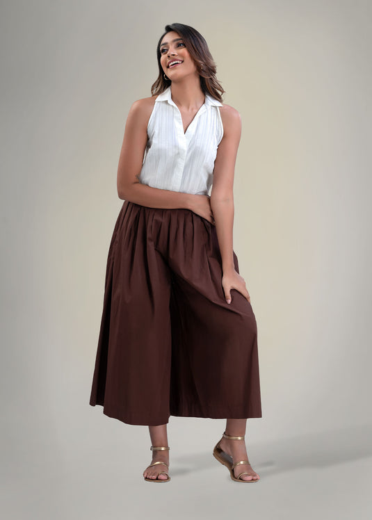 Voluminous pleated culotte
