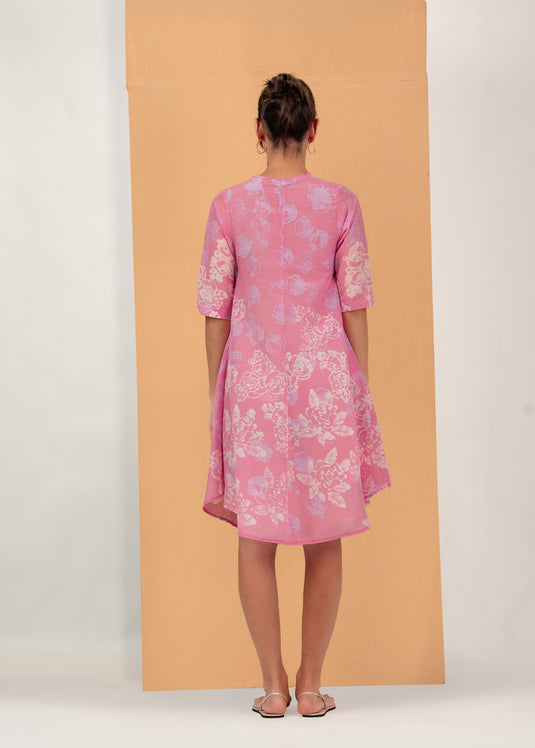 Batik V-neck flare dress