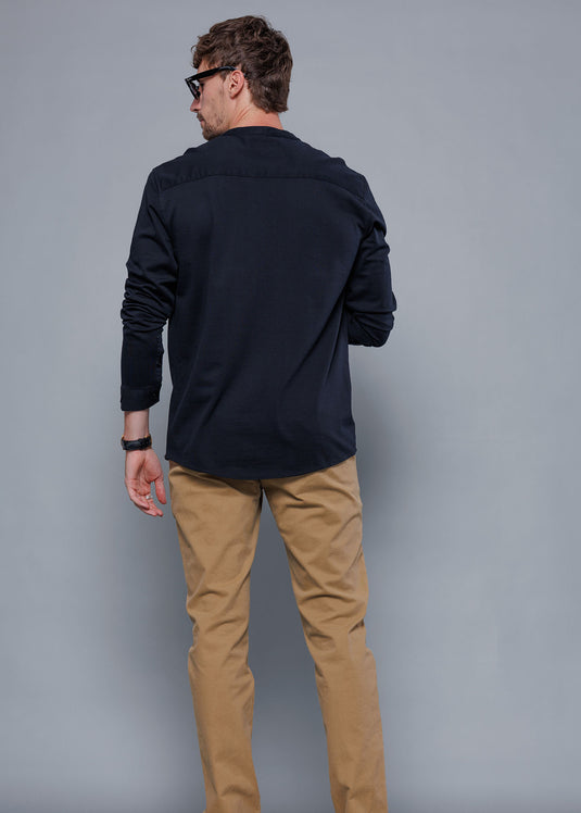 Half Buttoned Placket L/S T-Shirt