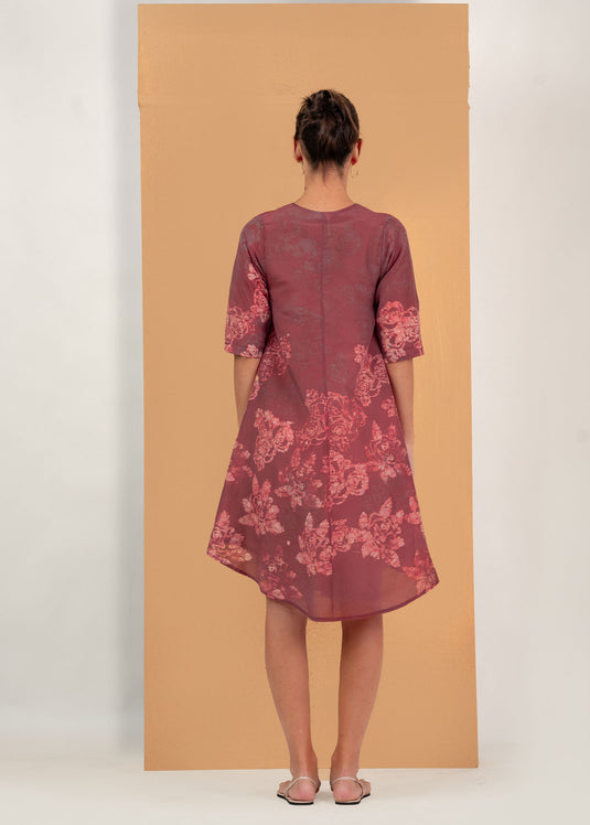 Batik V-neck flare dress