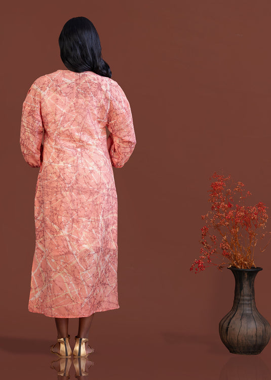 Batik v neck double slit maxi dress