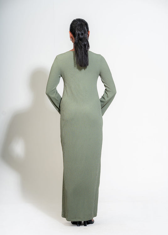 Long Sleeve V Neck Maxi Dress
