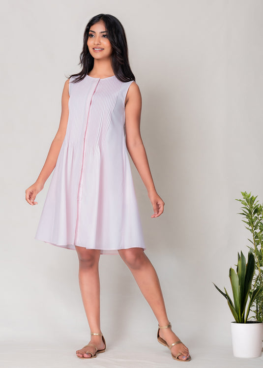 Sleeveless Pintuck Dress