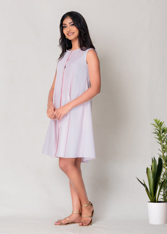 Sleeveless Pintuck Dress