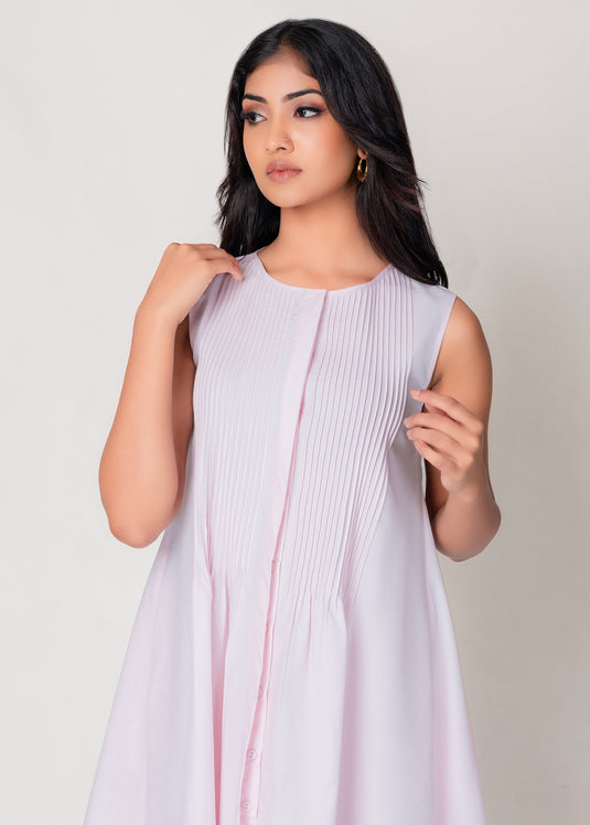 Sleeveless Pintuck Dress