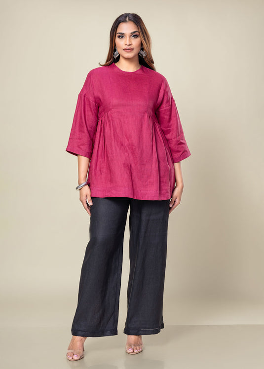 Round Neck Linen Blouse