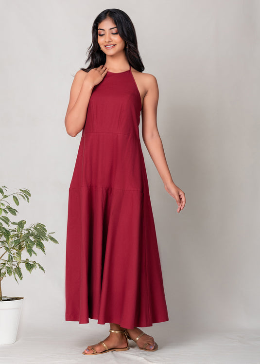 Halter Maxi Dress With Back Smocking