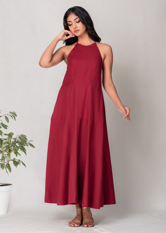 Halter Maxi Dress With Back Smocking