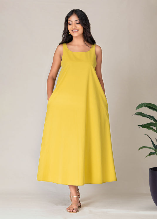 Sleeveless Trapeze Midi Dress