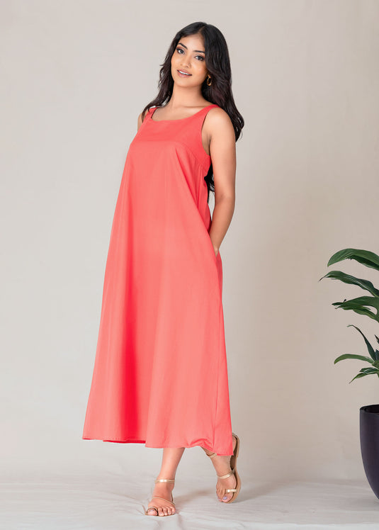 Sleeveless Trapeze Midi Dress
