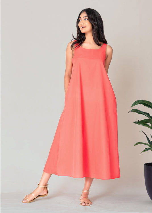 Sleeveless Trapeze Midi Dress