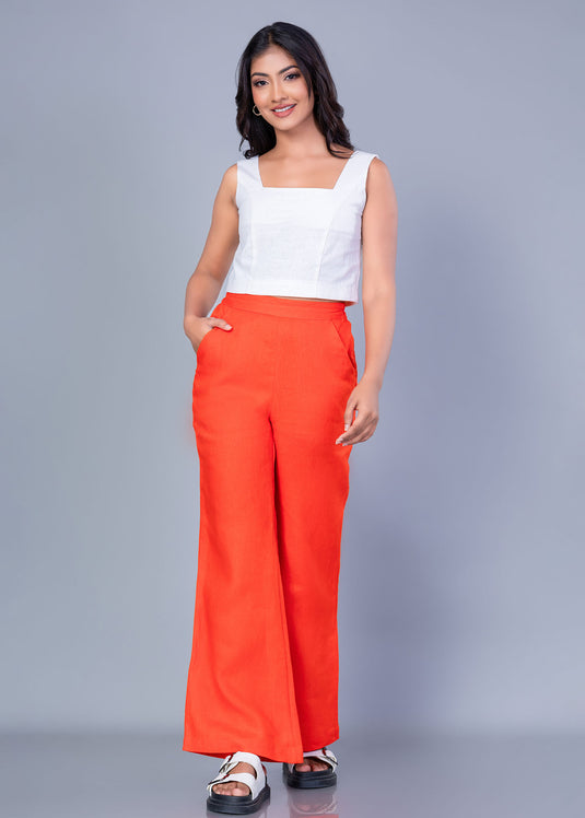 Wide Leg High Waisted Linen Pant