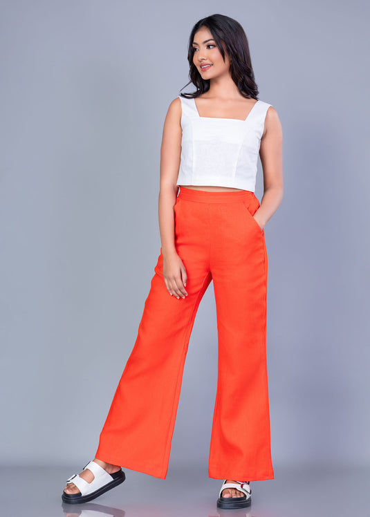 Wide Leg High Waisted Linen Pant