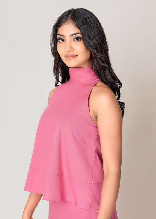 Halter Neck Blouse With Back Tie