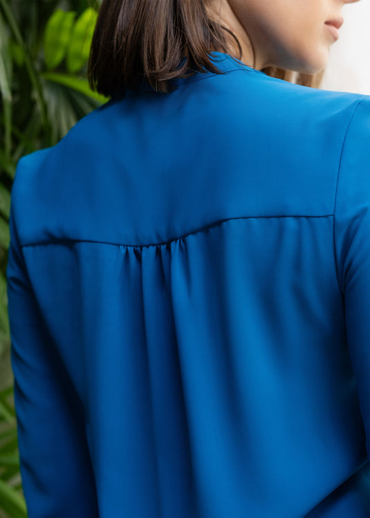 Basic mandarin collar long sleeve blouse
