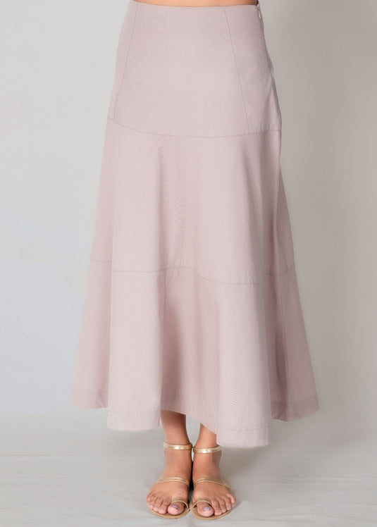 Cut Panel Detailed Midi Skirt