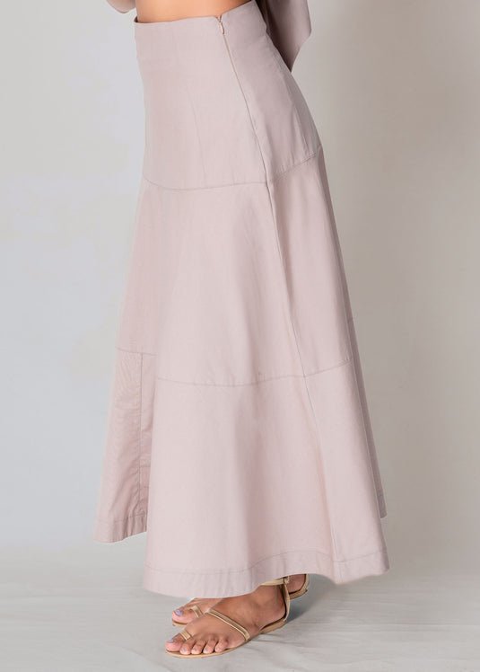 Cut Panel Detailed Midi Skirt