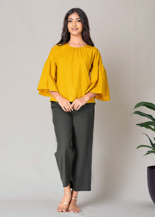 Flounce Sleeve Voluminous Blouse