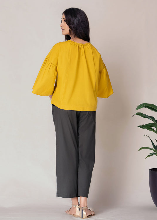 Flounce Sleeve Voluminous Blouse