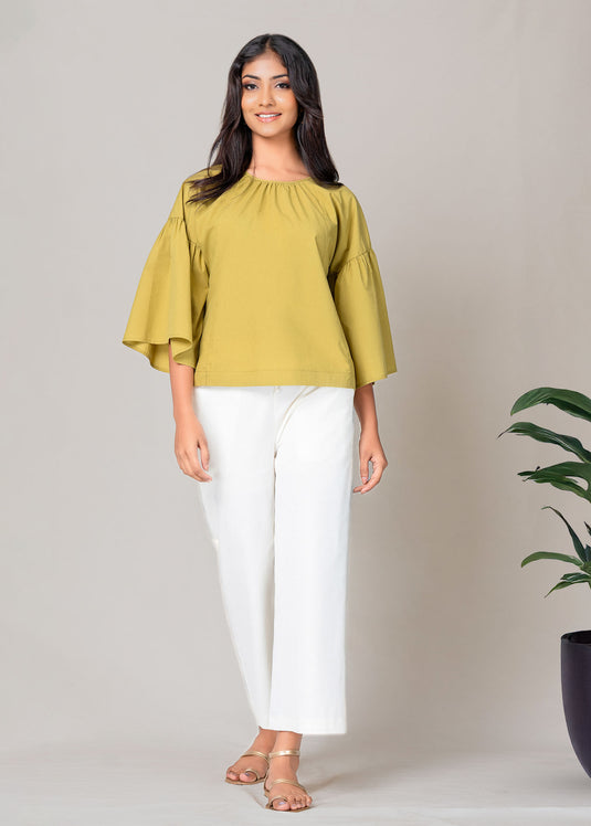 Flounce Sleeve Voluminous Blouse