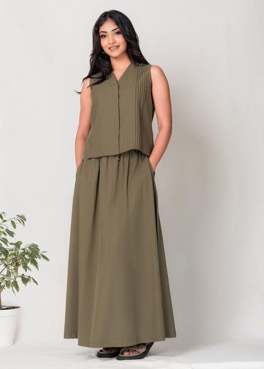 Drawcord Maxi Skirt