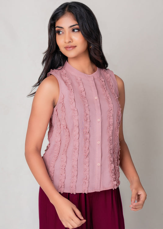 Frill Detailed Sleeveless Blouse
