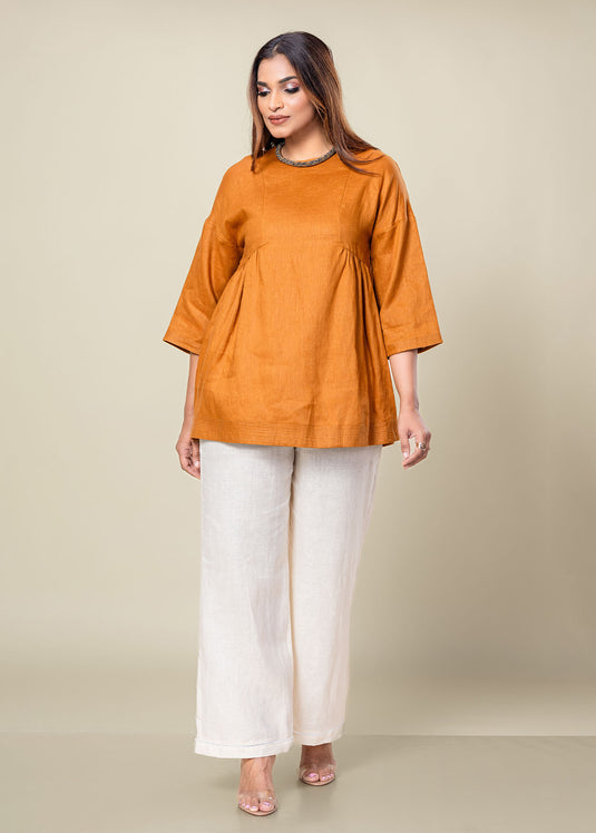 Round Neck Linen Blouse