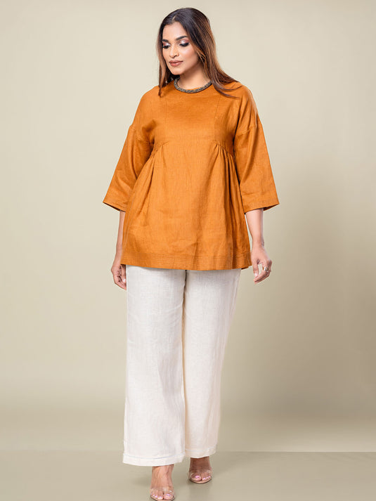 Round Neck Linen Blouse